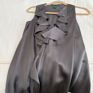 Ralph Lauren Charcoal Ruffle Blouse